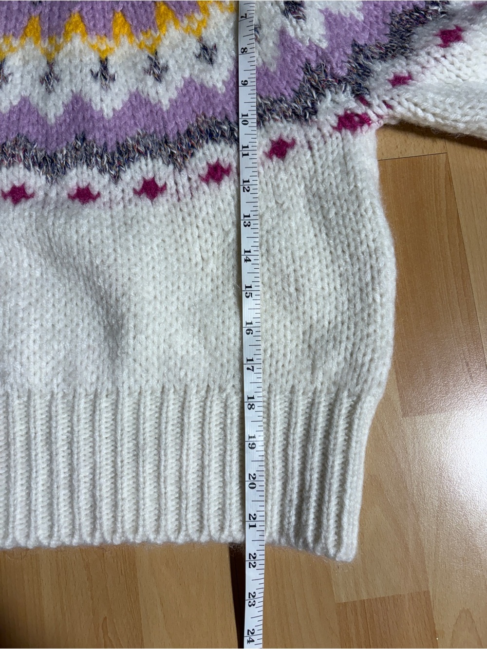 Sezane Constantine Mohair Fair Isle Crewneck Knit Sweater in Ecru Multicolor S - Picture 12 of 13